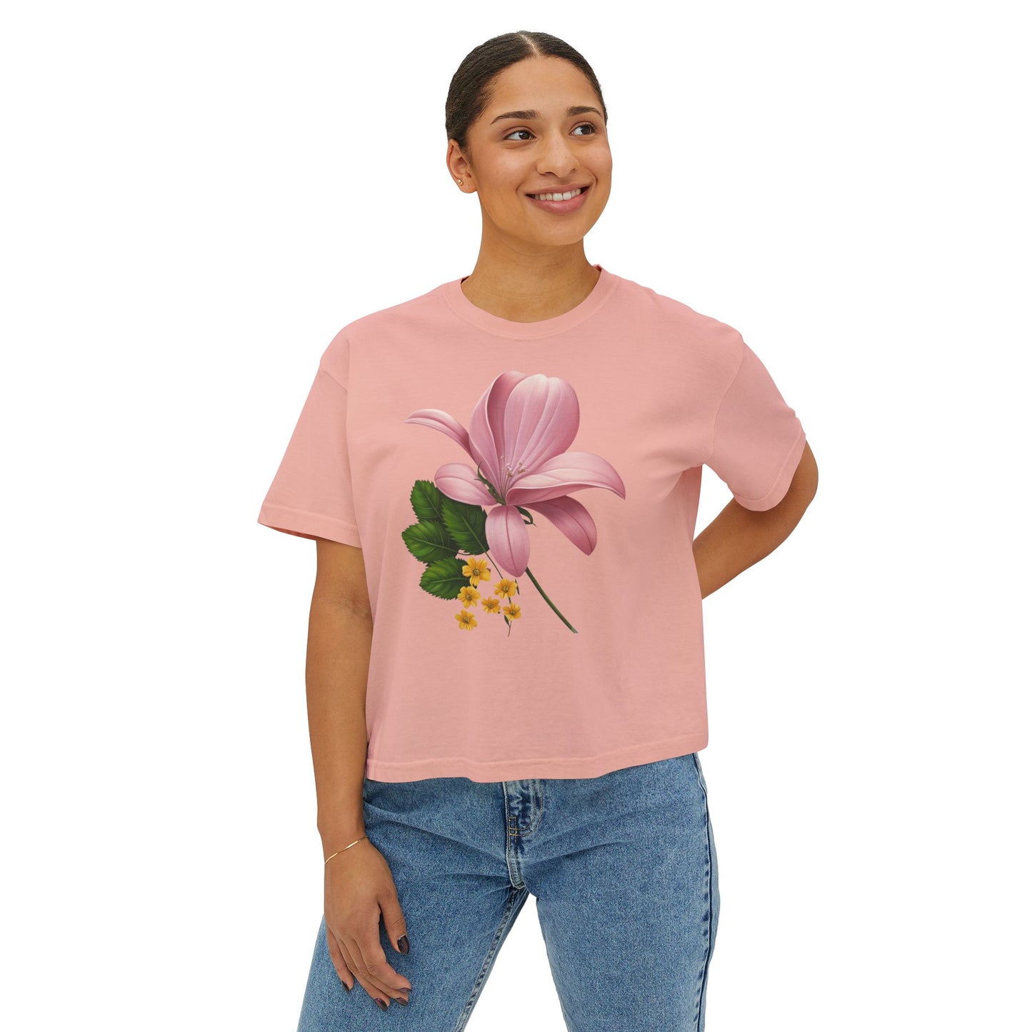 Maglietta squadrata floreale da donna-Adi Bloom Design