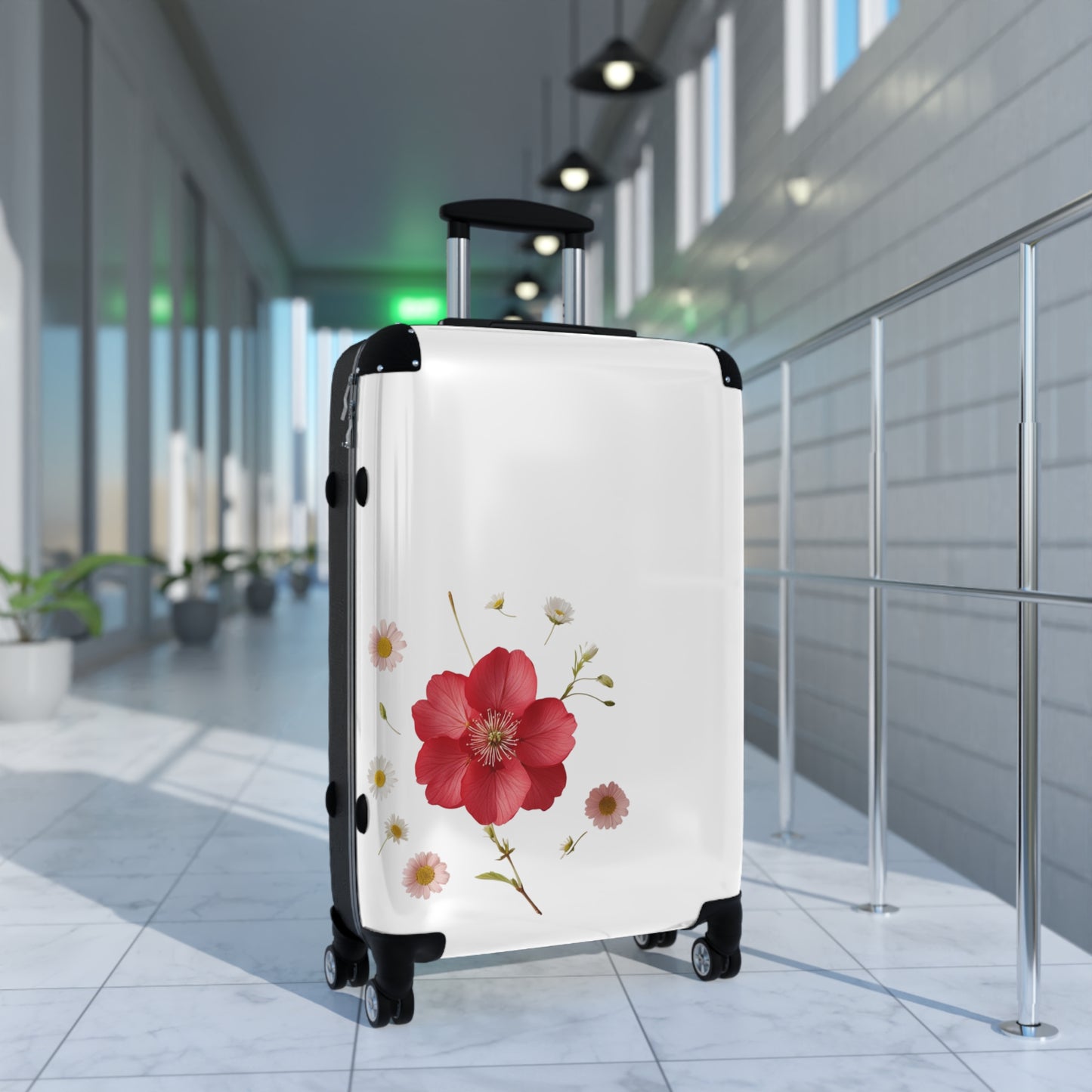 Elegante valigia floreale per avventure di viaggio perfette