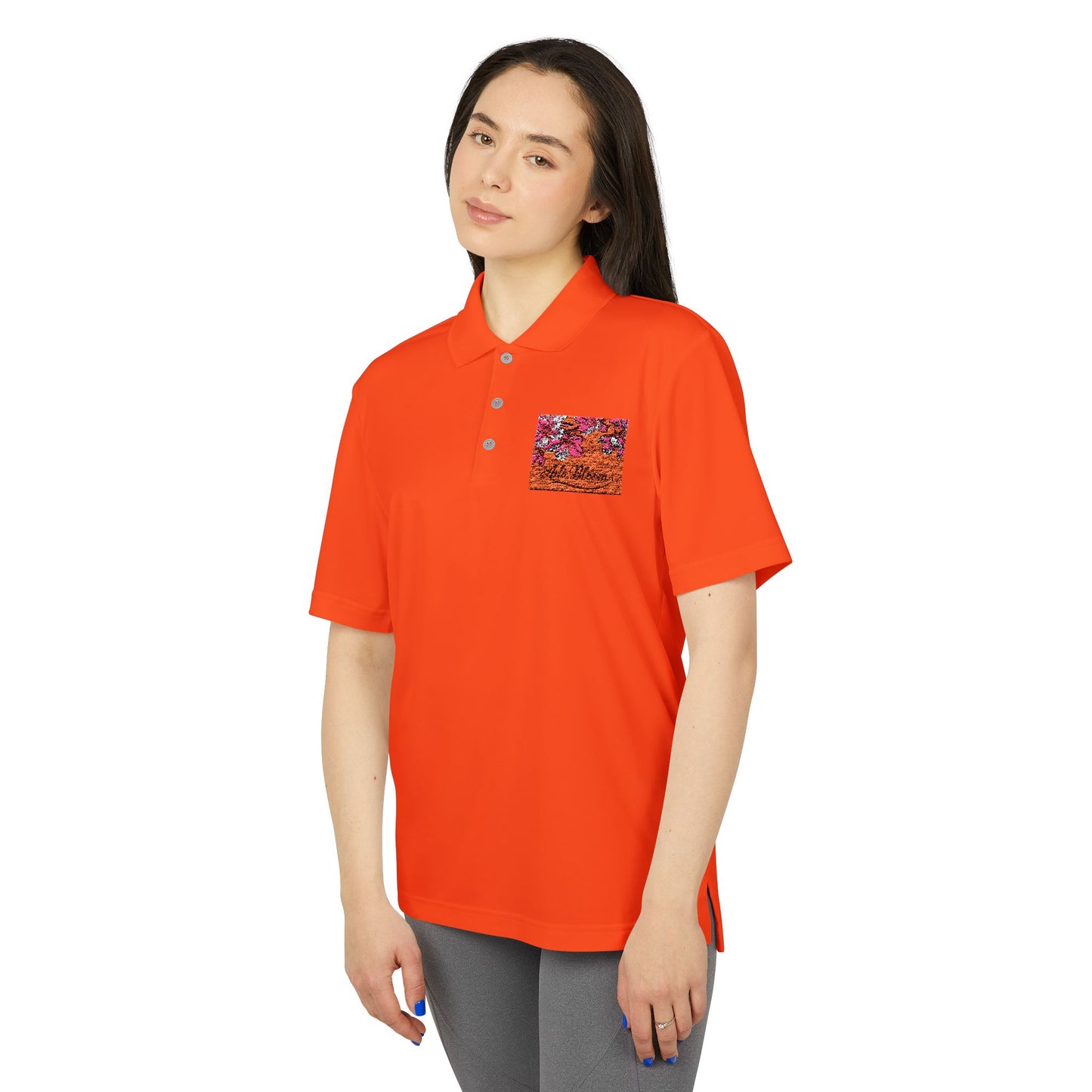 Polo sportiva da uomo - Arancione brillante con design artistico