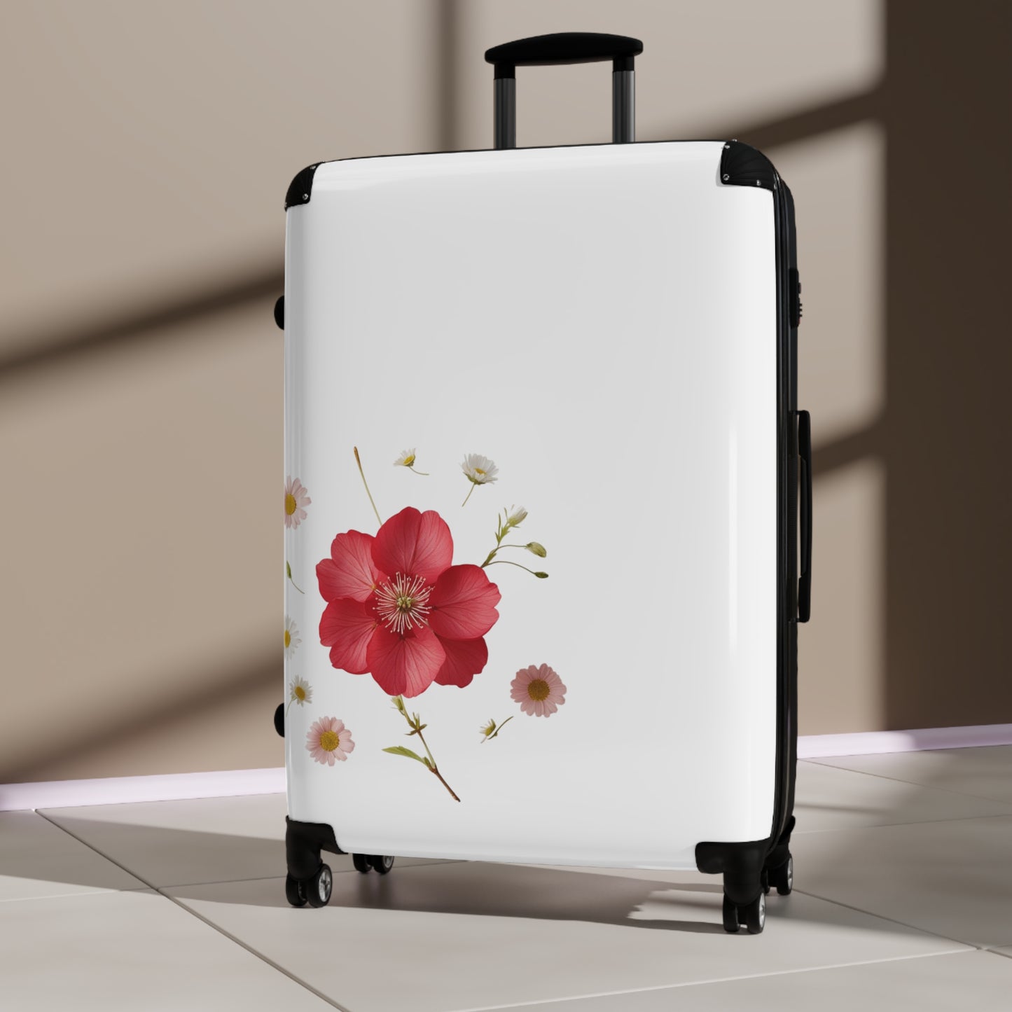 Elegante valigia floreale per avventure di viaggio perfette