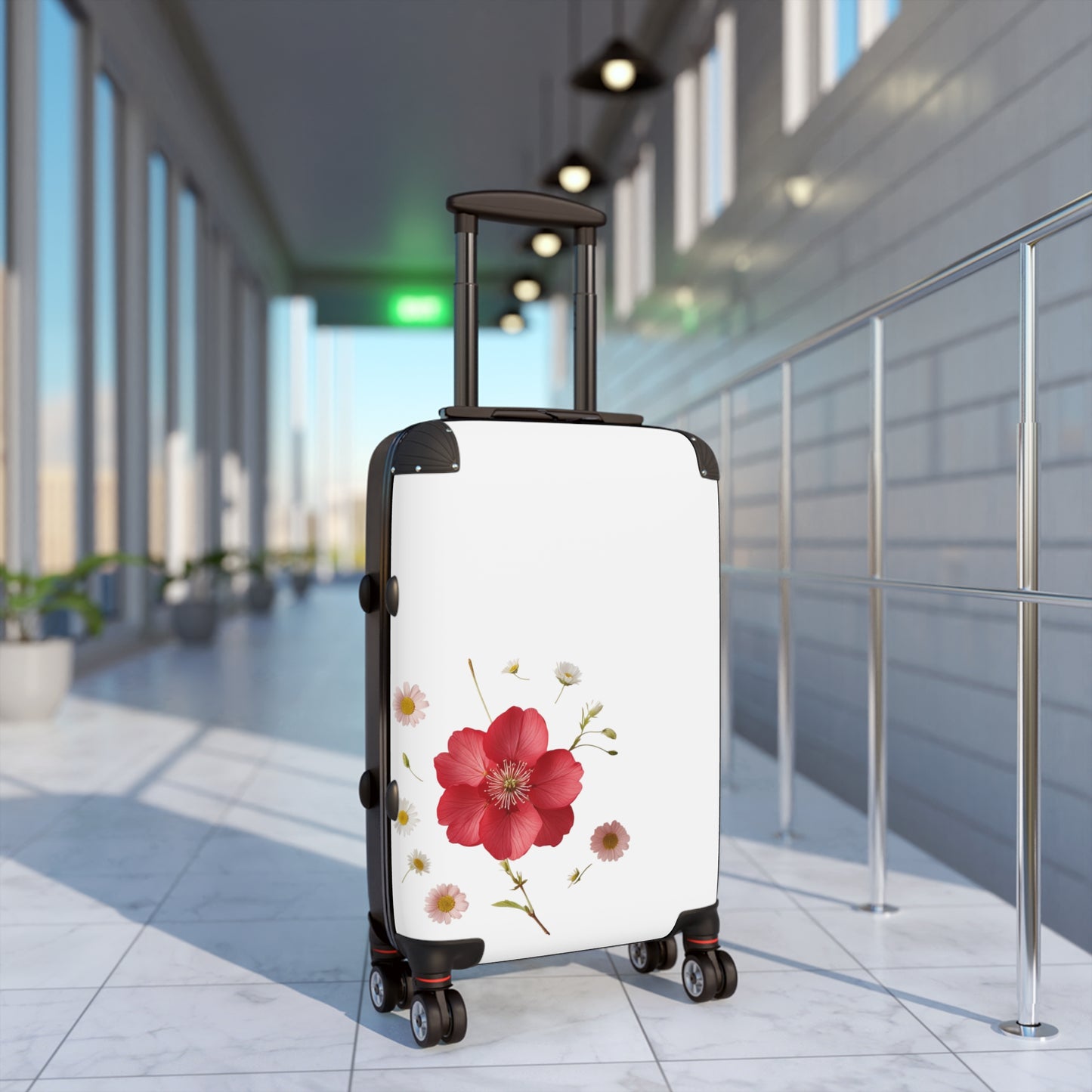 Elegante valigia floreale per avventure di viaggio perfette