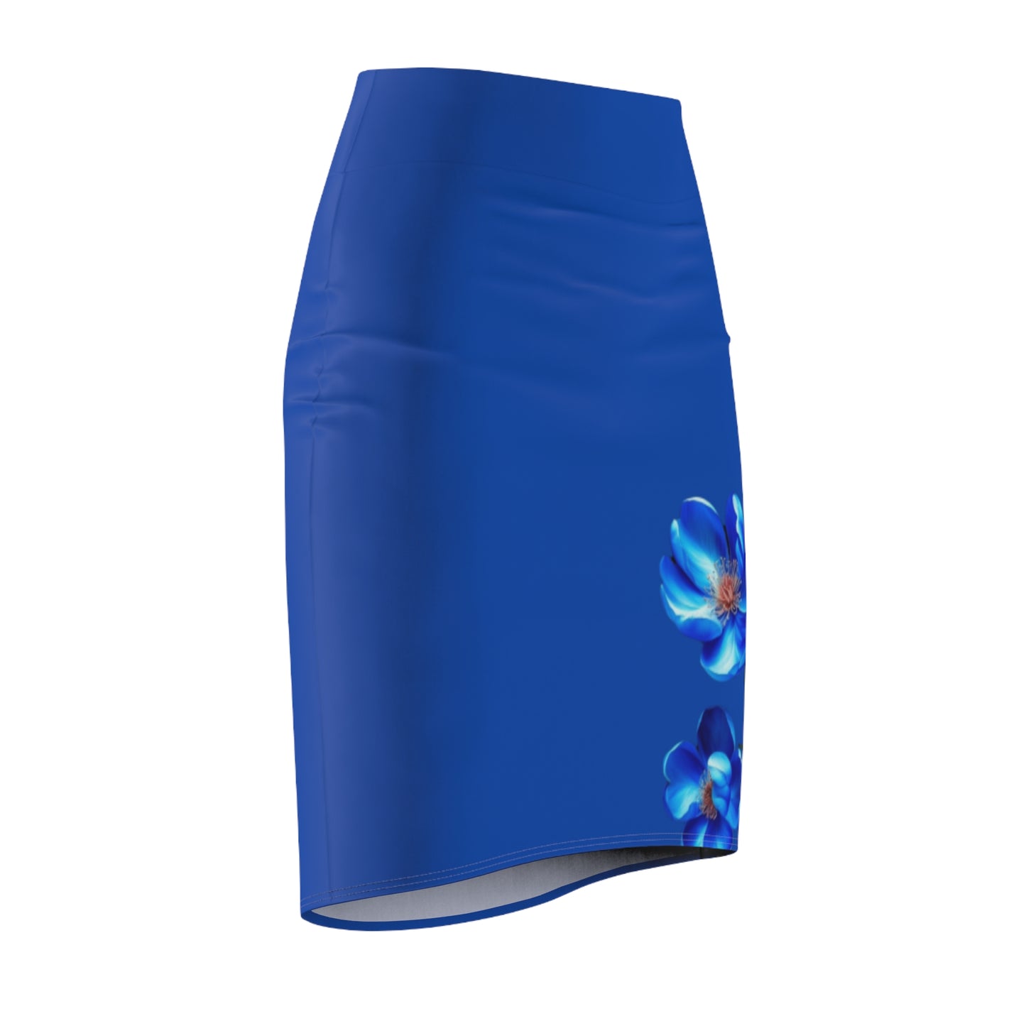 Gonna a tubino elegante con stampa floreale da donna - Blu