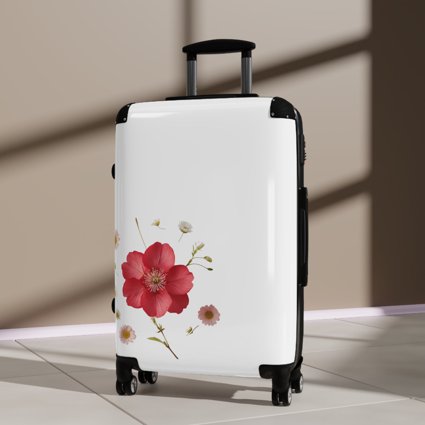 Elegante valigia floreale per avventure di viaggio perfette
