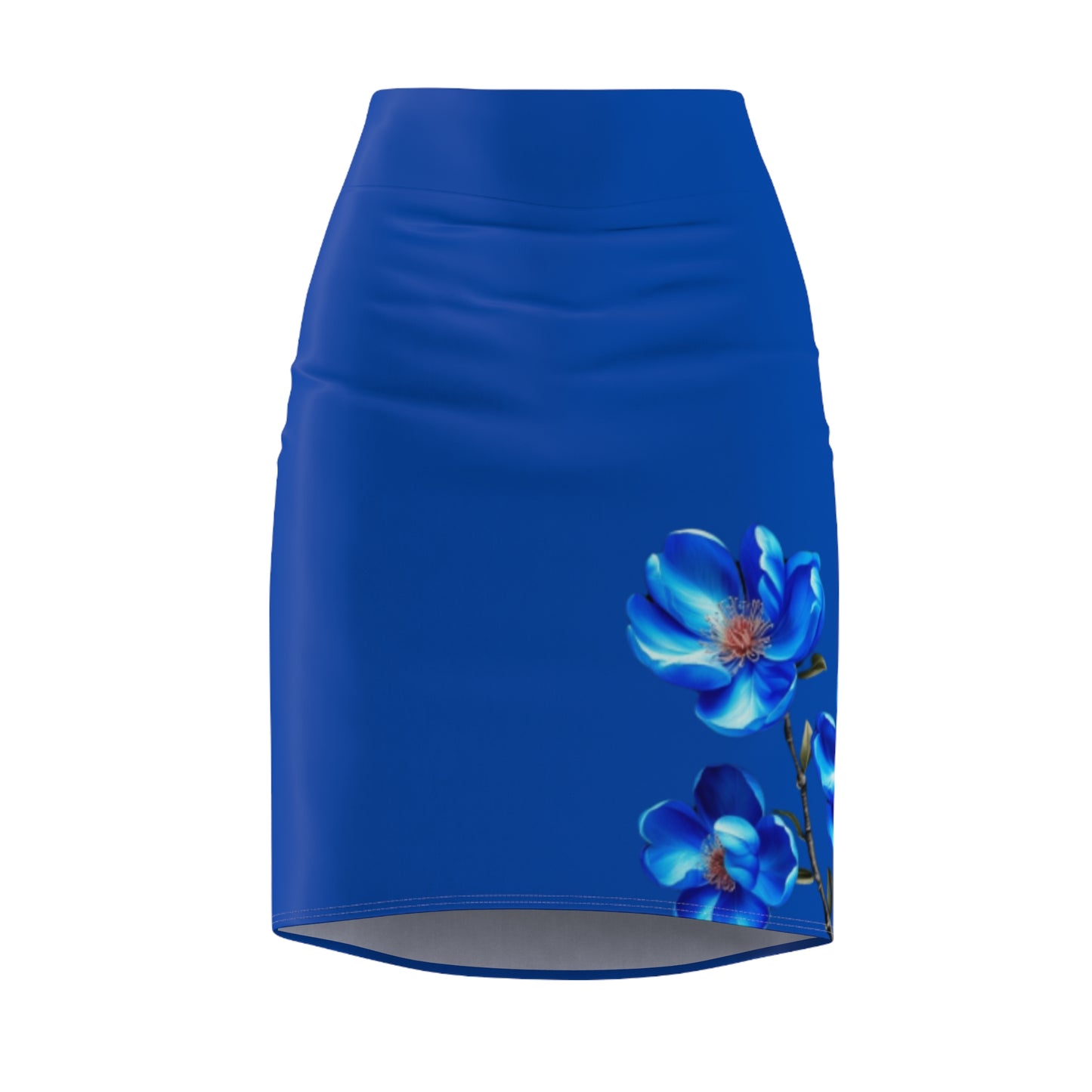 Gonna a tubino elegante con stampa floreale da donna - Blu