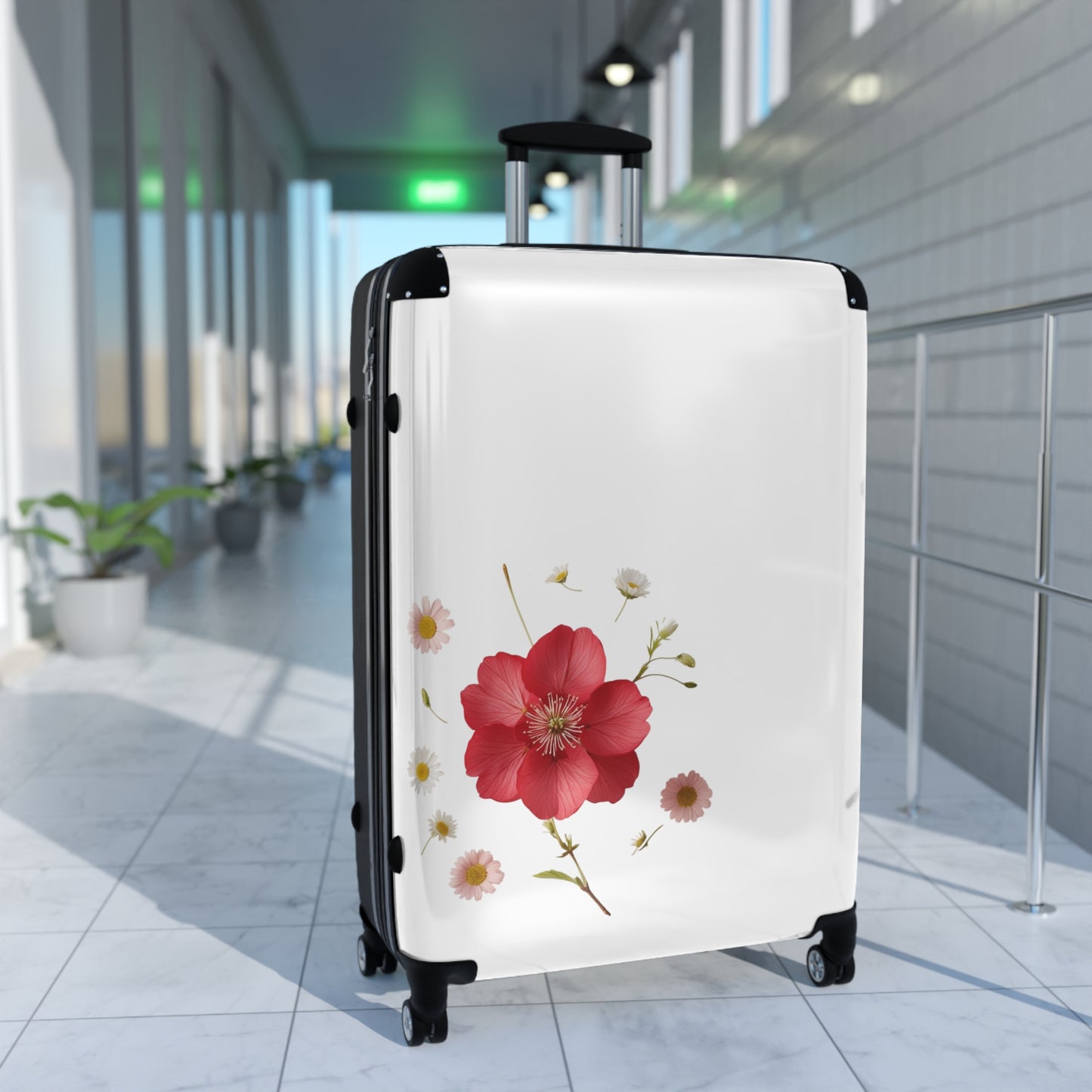 Elegante valigia floreale per avventure di viaggio perfette